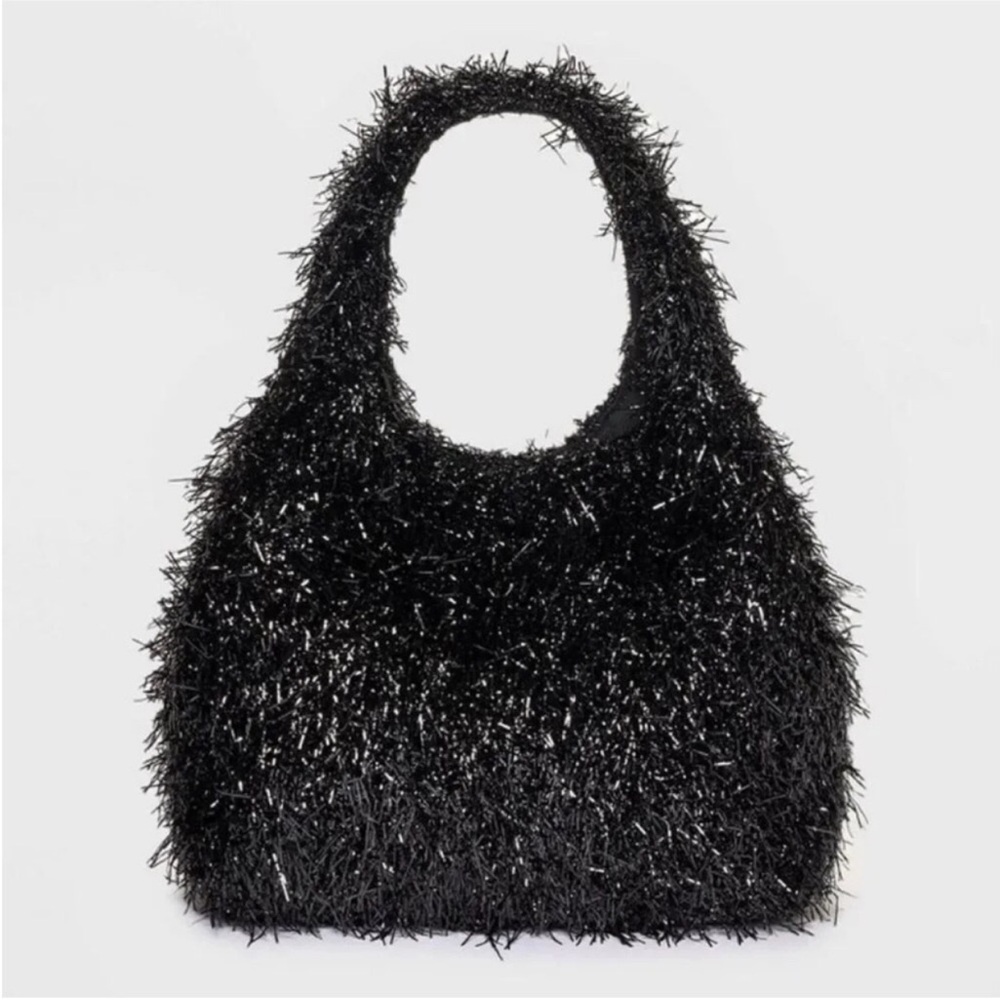 a new day Black Shaggy Mini Tote Bag